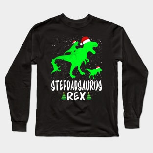 Stepdad T Rex Matching Family Christmas Dinosaur Shirt Long Sleeve T-Shirt